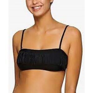 B-101 Hula Honey Fringe bandeau bikini top black sz S new
